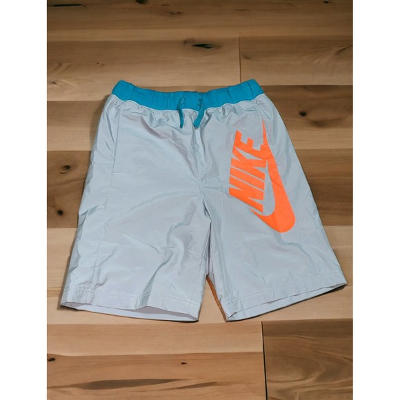 Nike Big Boys Short Amplify Woven Grey Orange Teal Logo Holidays Gift Size L New